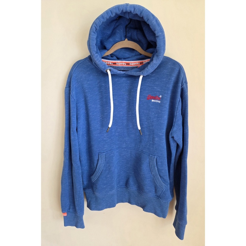 Superdry Men's Orange‎ Label Blue Hoodie Size Medium